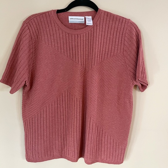 Alfred Dunner Dusty Rose Textured Short Sleeve Shirt Size Large Petite - Picture 2 of 7